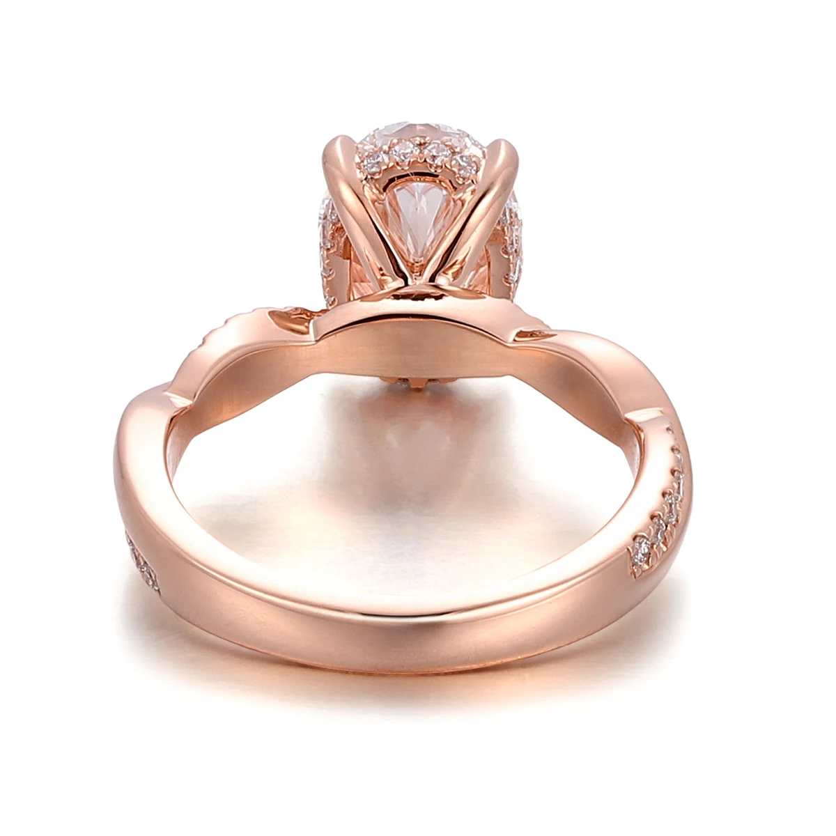Provence Oval Cut Statement Rings for Girlfriend 9K Moissanite Twisted Rings 3.5 CT D Color Solid Gold Engagement Ring for Women
