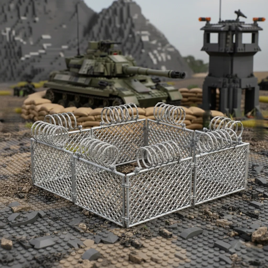 MOC Military Fence Building Blocks Parts DIY Toy Wire Mesh Accessories Protective Isolation Net Roadblock Toys for Boys Gifts view 2
