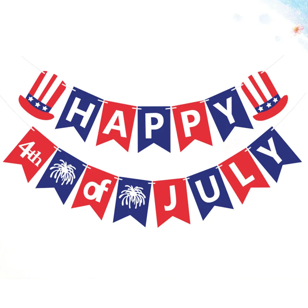

Party Decoration Bunting Flag Independence Day Banner Hanging Decor For Home Outdoor Theme Party Reusable 4Th Of July