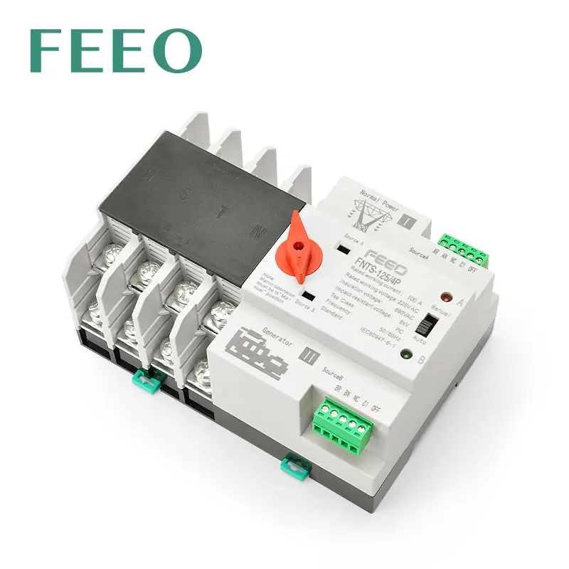 FEEO Din Rail Mini W2R ATS New Type Change Over Switch Automatic Transfer Switch Household Universal Transfer Switch 220V MCB Ho