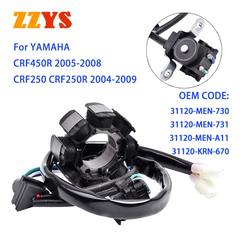 

Motorcycle Ignition Stator Coil 2 Wire 8 Poles For HONDA CRF450R CRF450 2005 2006-2008 CRF250 CRF250R 2004-2009 CFR 250 450 R