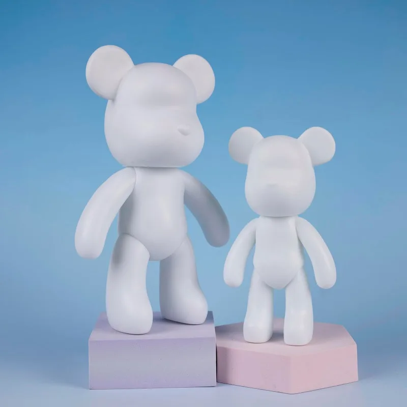 DIY Fluid Bear Sculpture Handmade DIY Painting Cool Bear Figurine Animal White Mold Graffiti Art Accessories Home Decoration