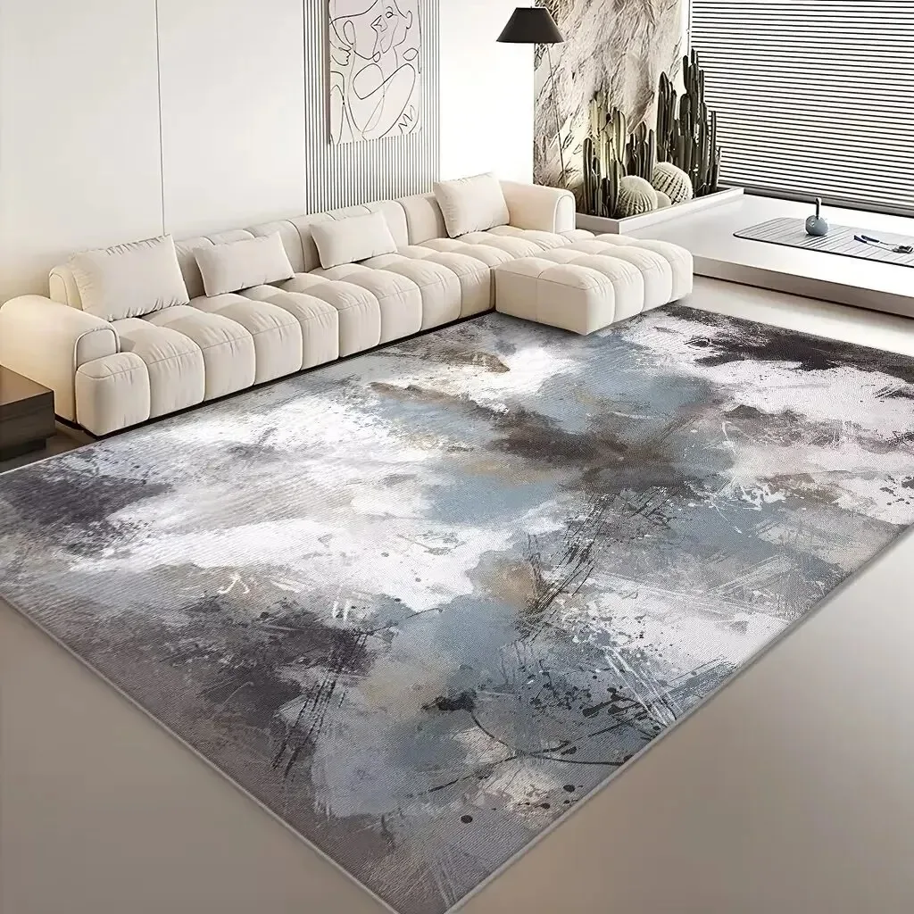 Simply Abstract Washable Carpet for Living Room Decoration Bedroom Bedside Fluffy Rug Large Area Antiskid Short Velvet Floor Mat