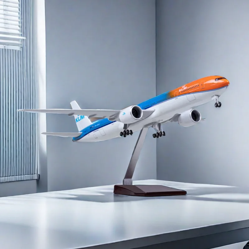 

47CM 1/157 Scale 777 B777 Aircraft KLM Air Airlines Model W Light and Wheel Landing Gear Diecast Plastic Resin Plane