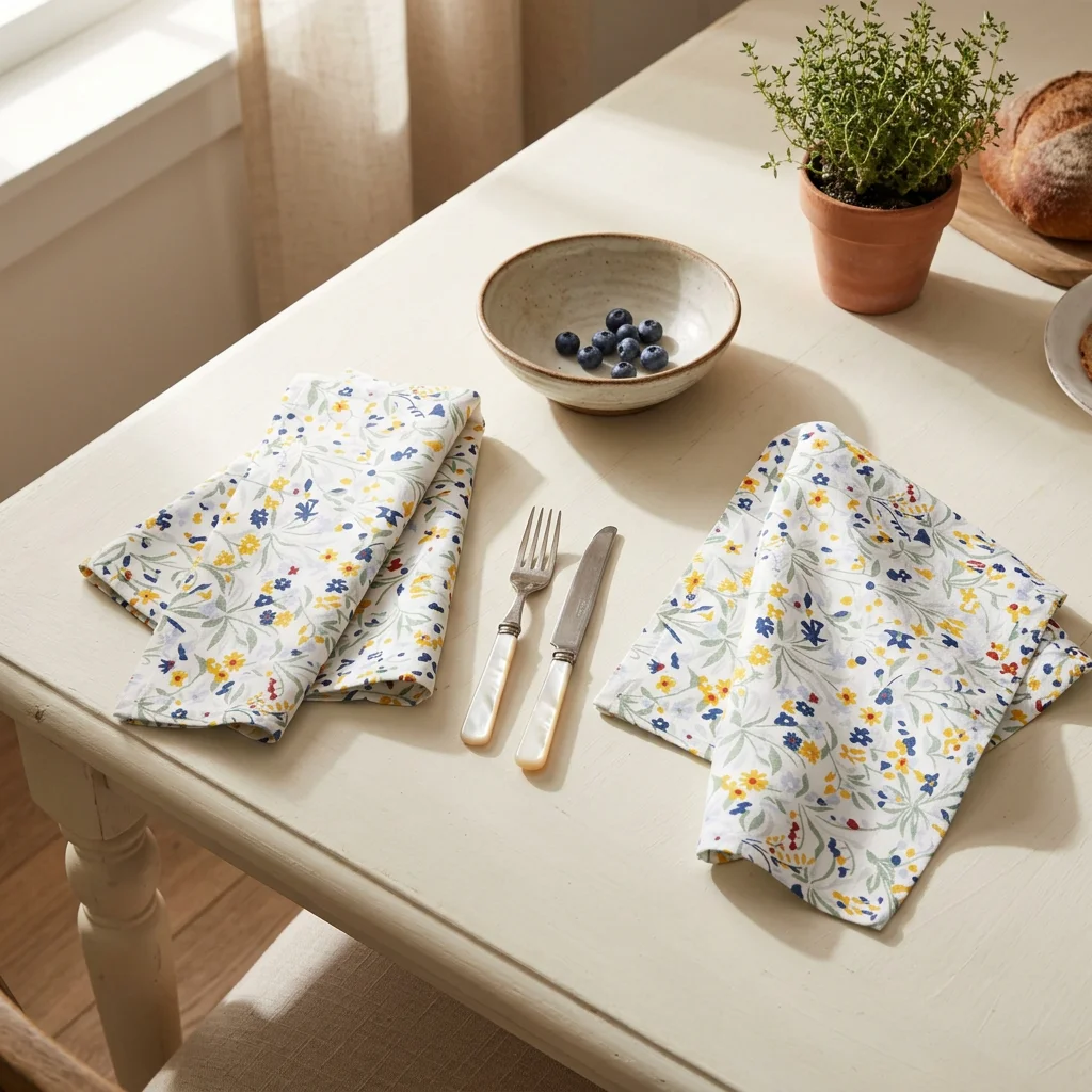 2026 Nuevo Paquete de 2 Servilletas de Tela de Algodón Suave Multicolor con Estampado Floral Salvaje, Reutilizables y Lavables, Decoración de Mesa con Estampado Botánico Primaveral para Brunch, Fiestas y Uso Diario