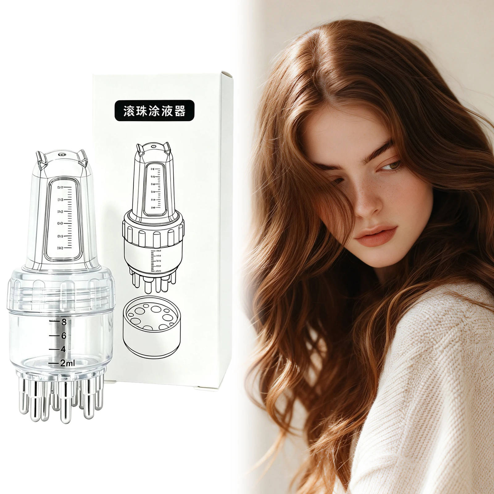 Liquid Hair Growth Serum Comb Minoxidil Scalp Applicator Precision-Liquid Output Built-In Massage Balls Boost Absorption Tool