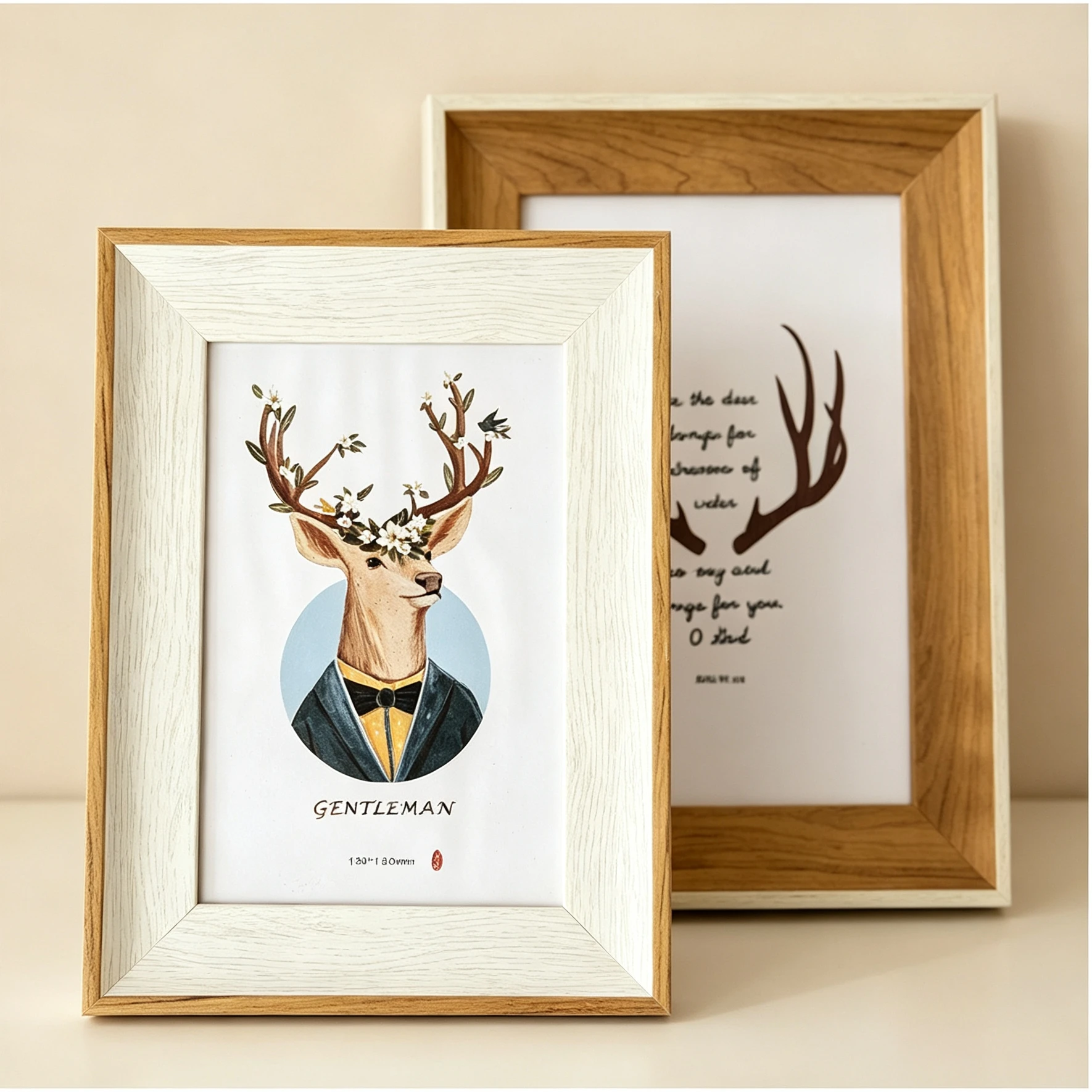 Modern 2-Tone Wooden Picture Frame Whitewash & Natural Wood Grain Photo Holder Nordic Style Wooden Frame for Living Room Decor