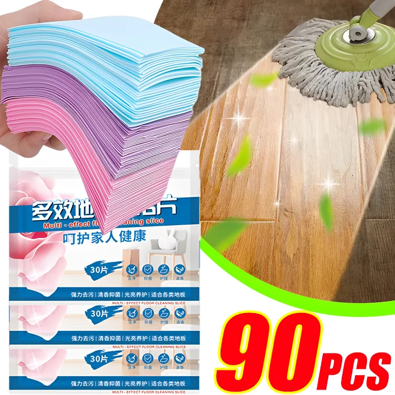 30/60/90pcs Floor Cleaner Water Soluble Cleaning Sheet Mopping The Floor Wiping Wooden Floor Tile Toilet Household Cleaning Tool