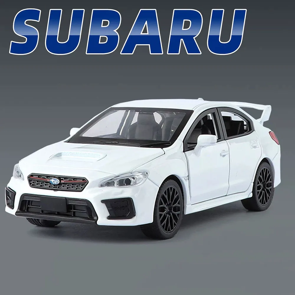 1:30 Subaru WRX STI Car Toys AE86 Alloy Diecast Model 6 Doors Opened Miniature Models Sound Light Pull Back Vehices Holiday Gift