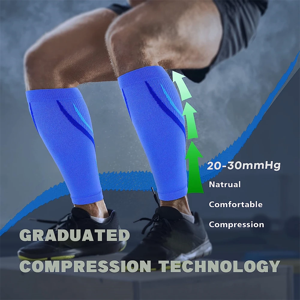 Calf Compression Sleeve, Leg Sleeves Brace for Shin Splints Pain Relief, Footless Compression Socks for Varicose Vein, Football