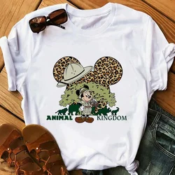 T-shirt selvaggia di Topolino T-shirt da donna Cartoon T-shirt estive per la famiglia T-shirt femminili Streetwear Animal Kindom T-shirt da donna