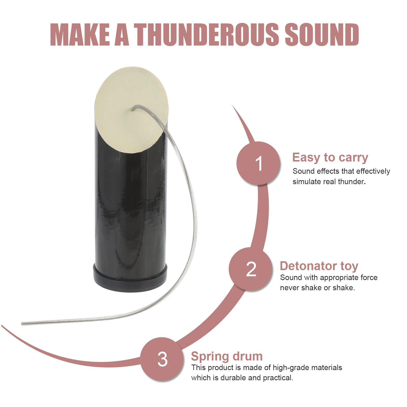 Bęben Grzmotowy Instrument Dęty Dziecięce Zabawki Muzyczne Sprężynowe Instrumenty dla Maluchów do Dźwiękowych Rurek Małe Dziecko