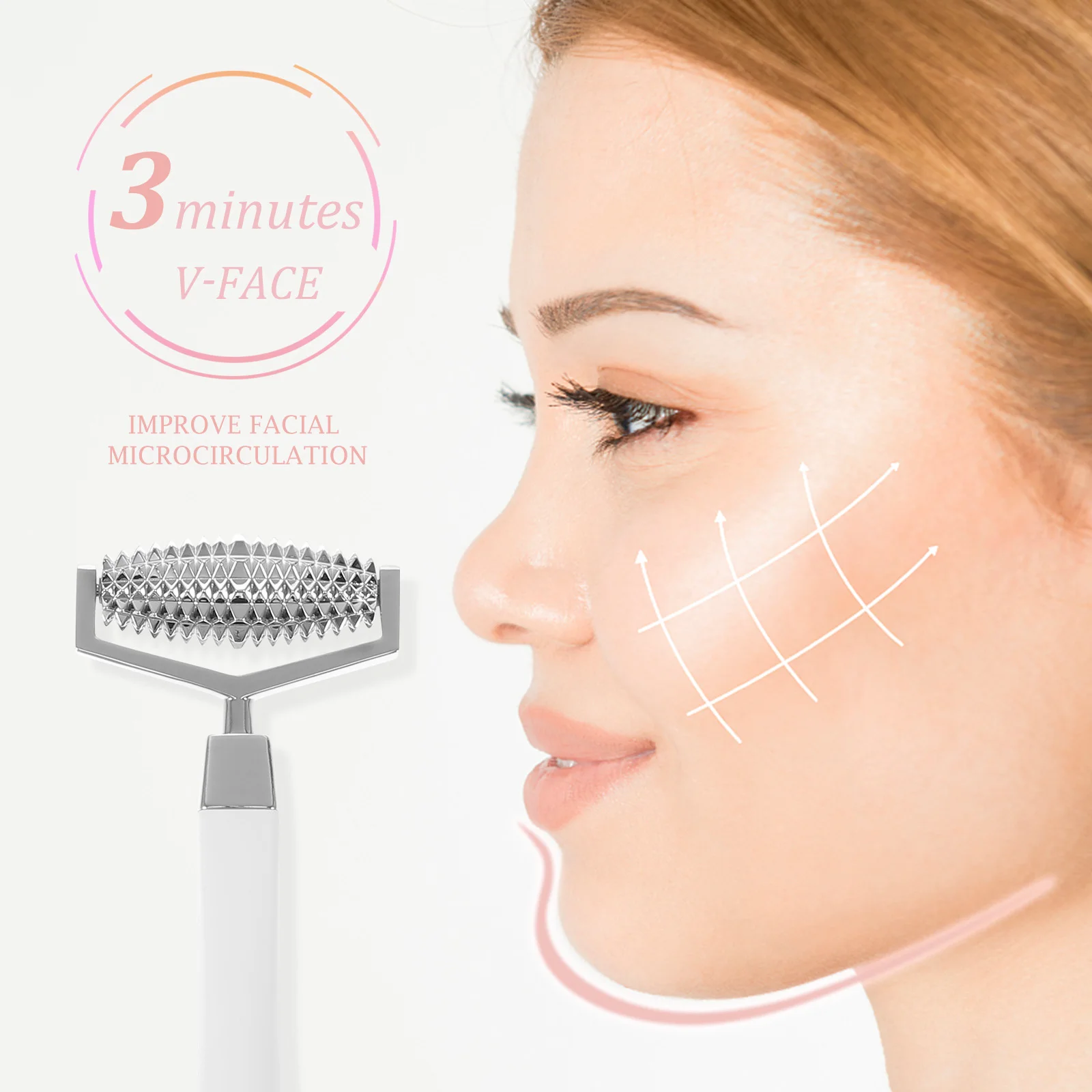

Roller Massager Facial Beauty Tool Portable Compact Zinc Alloy Abs Durable Skincare Enhance Cream Absorption Wrinkle