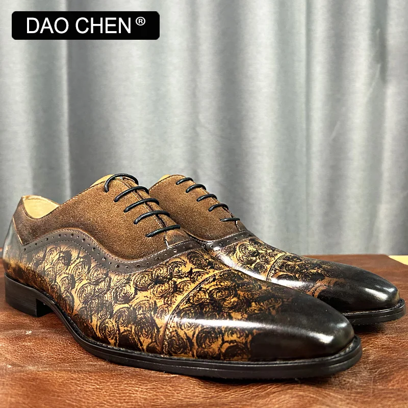 LUXURY DESIGNER MEN OXFORD SHOES LACE UP DRESS MAN SHOES OFFICE BUSINESS WEDDING BROWN SUEDE MIXED LEATHER SHOES FRO MEN