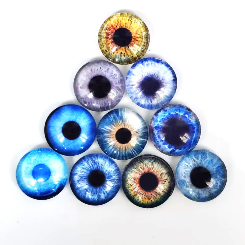 Cabochon Glass Animal Eyes Round Glass Toy Eyes 8mm-20mm Round Photo Glass Cabochon Demo Flat Back Making Findings