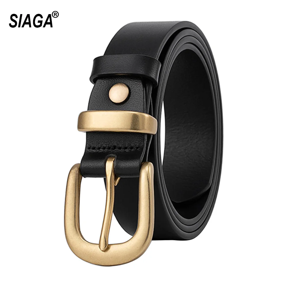 

Top Quality Solid Cowskin Leather Brass Pin Buckle Belts for Women 28mm Width