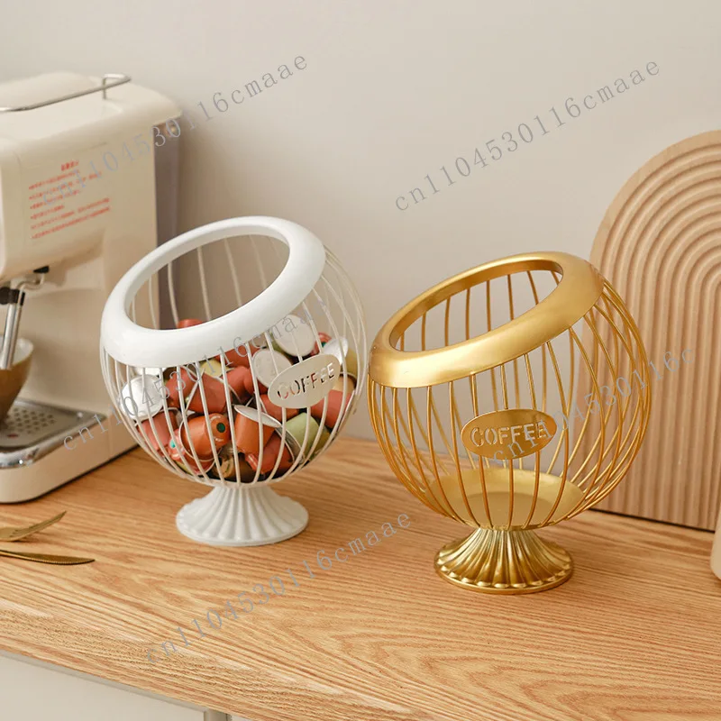 Coffee Capsule Storage Iron Basket for Home Large Capacity Organizer Fruit Storage Container Kitchen Coffee Capsule Display Rack