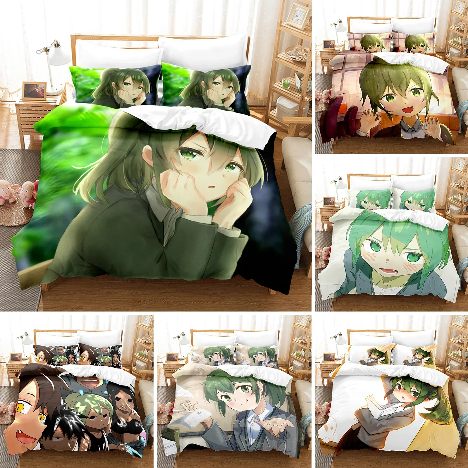 3D Printed My Senpai Is Annoying Bedding Set Anime Duvet Cover Double Twin Full Queen King Adult Kids Bedclothes Quilt Cover