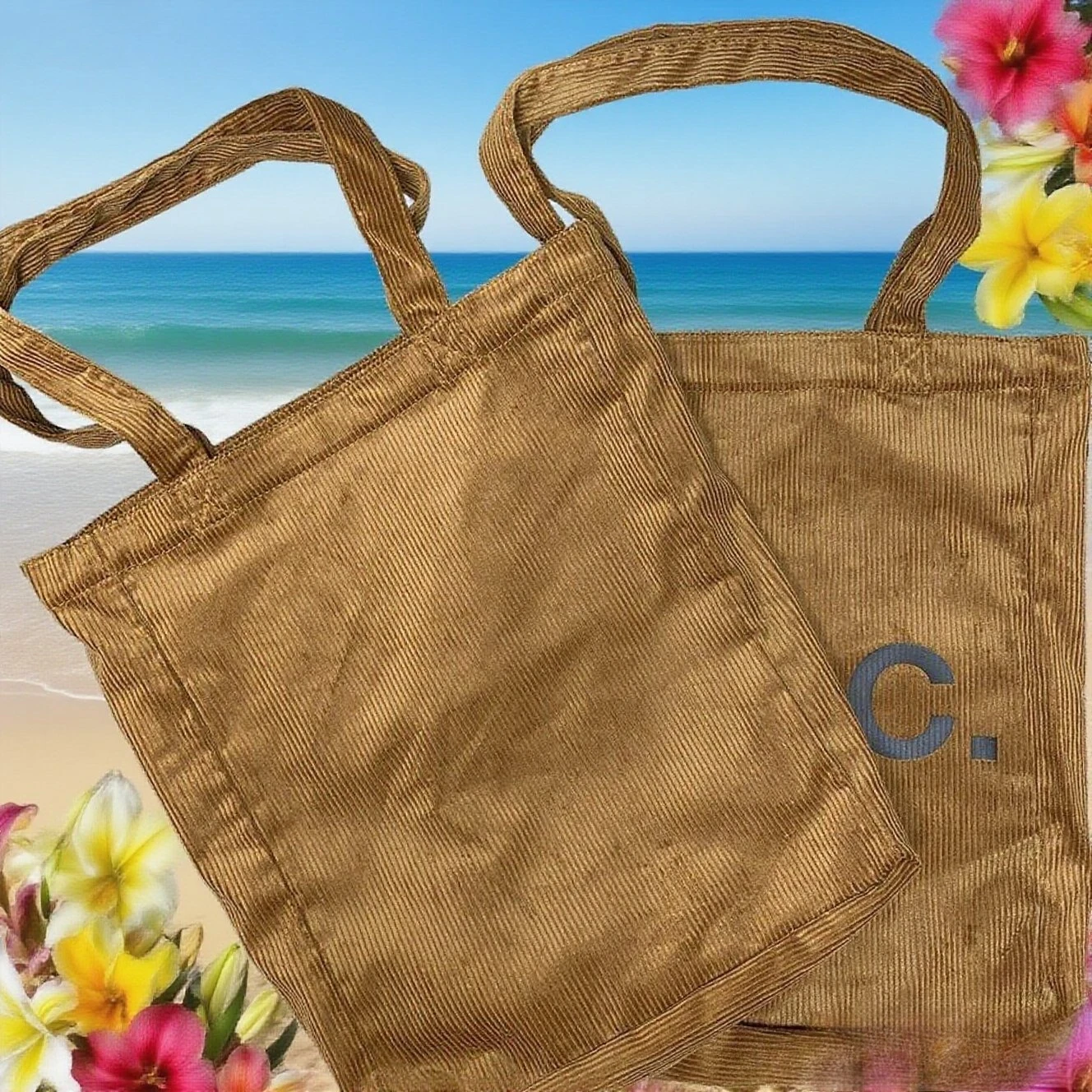 

Eco Corduroy Shoulder Bag - NEW Recycled Fabric Tote | Water-Resistant Grocery & Beach Carrier
