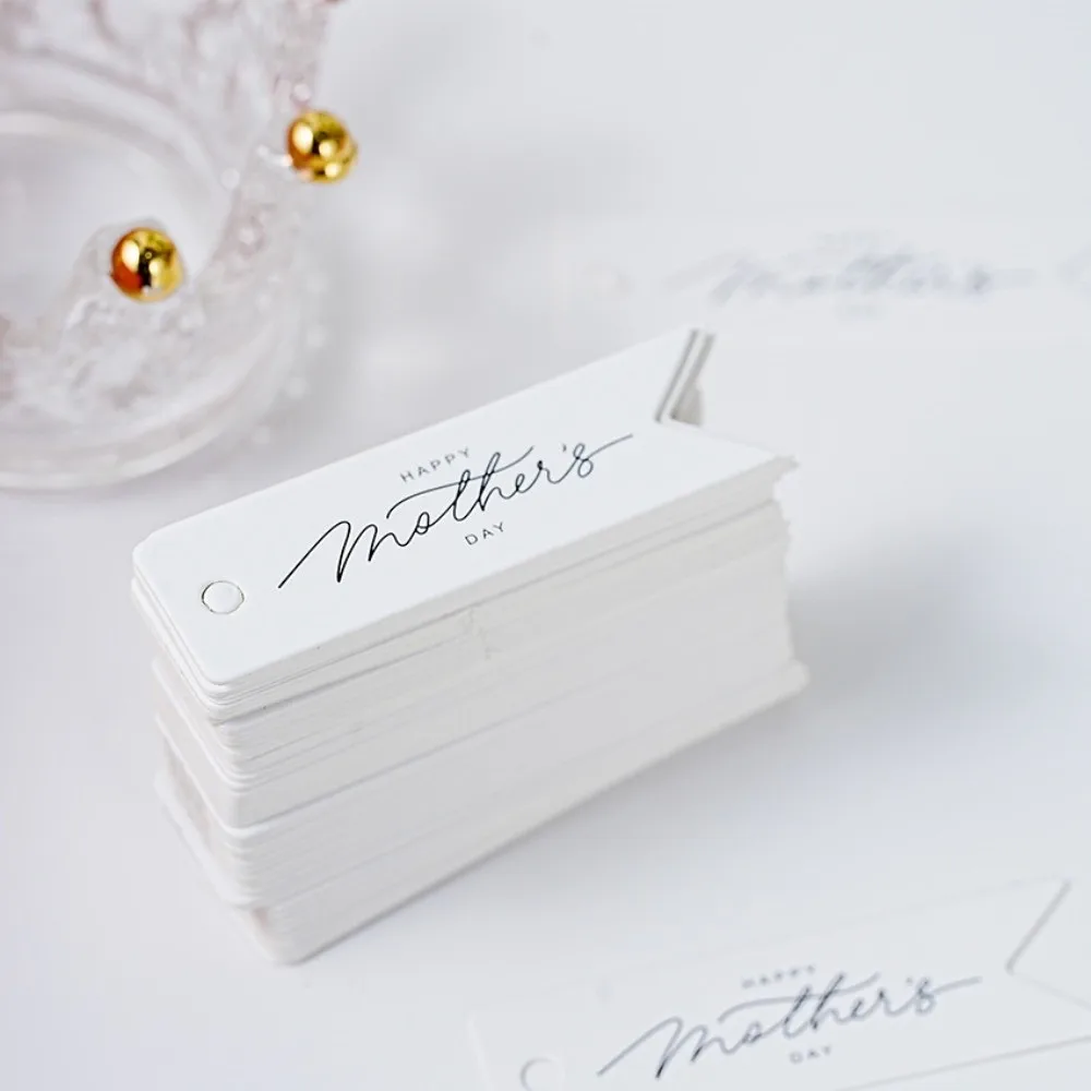 100pcs White Paper Mother Day Tags Hanging Decoration DIY Crafts Cake Decor Tag Handmade Packaging Decoration Tags Gift Wrapping