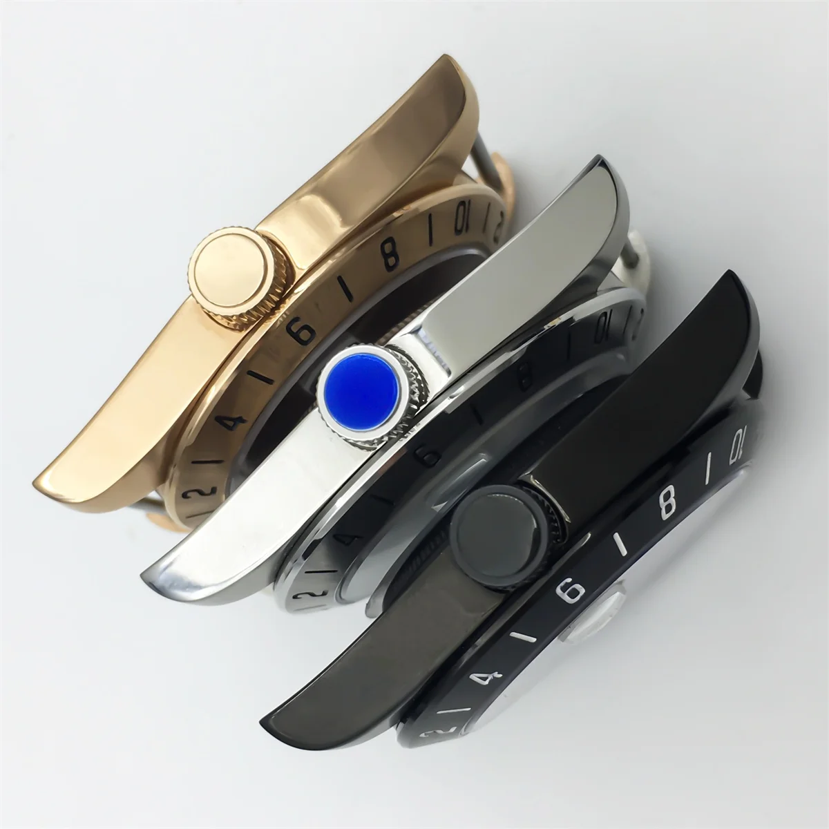 39mm sapphire glass Silver black rose gold case fits NH34 NH35 NH36A NH70 NH72 ETA 2824 PT5000 movement 24 hours GMT fixed bezel