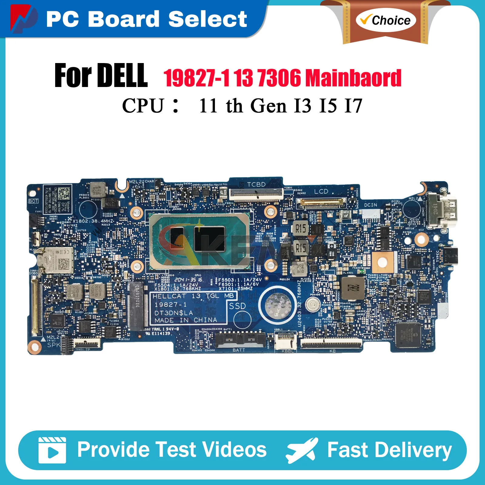 

Laptop Motherboard For Dell Inspiron 7306 2-in-1 19827-1 with i5 i7 CPU CN-09M39P 9M39P 05X8YX 0GT06K 100% Fully Tested