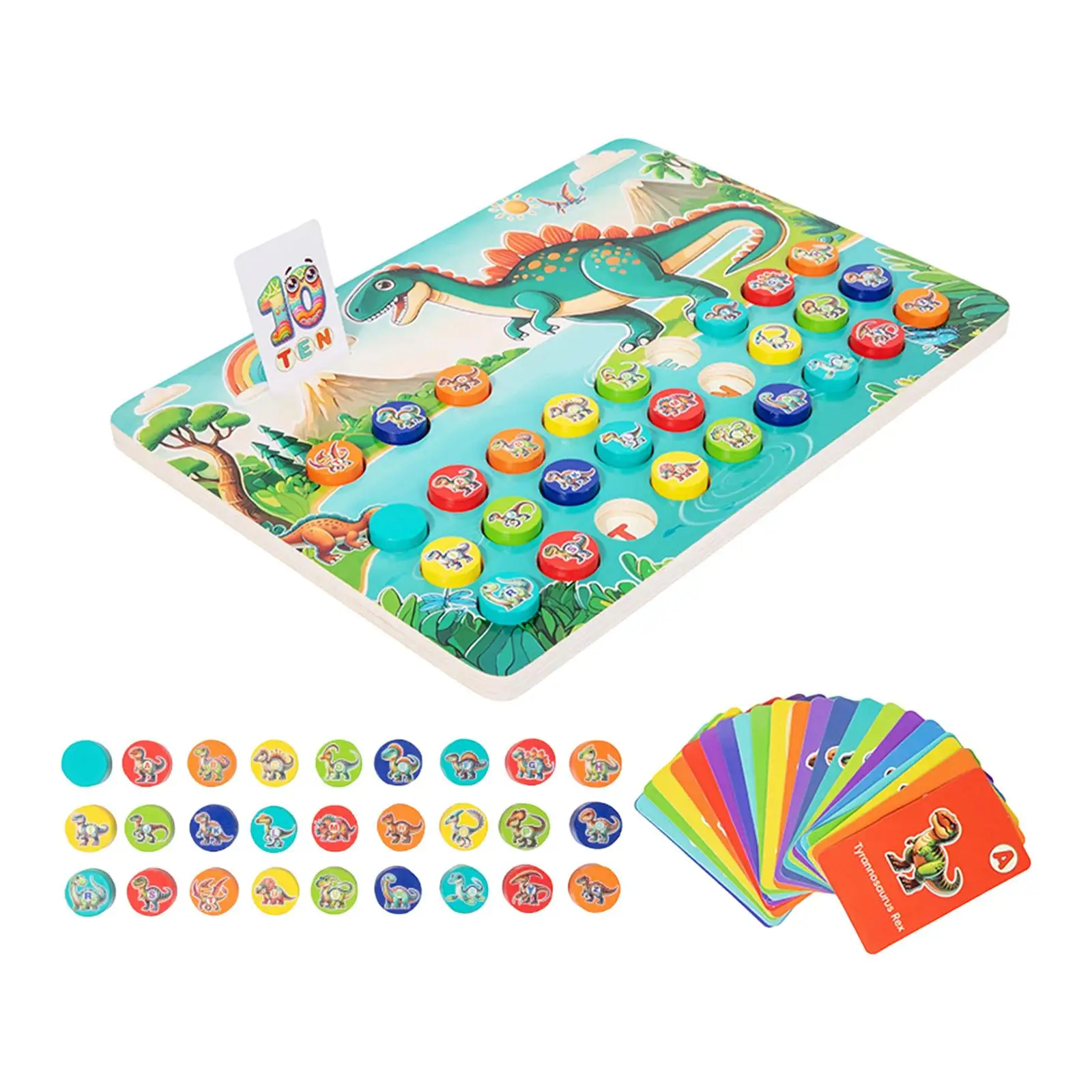 Jeu de correspondance de dinosaures en bois, motricité fine avec cartes d'orthographe, puzzles éducatifs, apprentissage précoce pour enfants, fête d'anniversaire