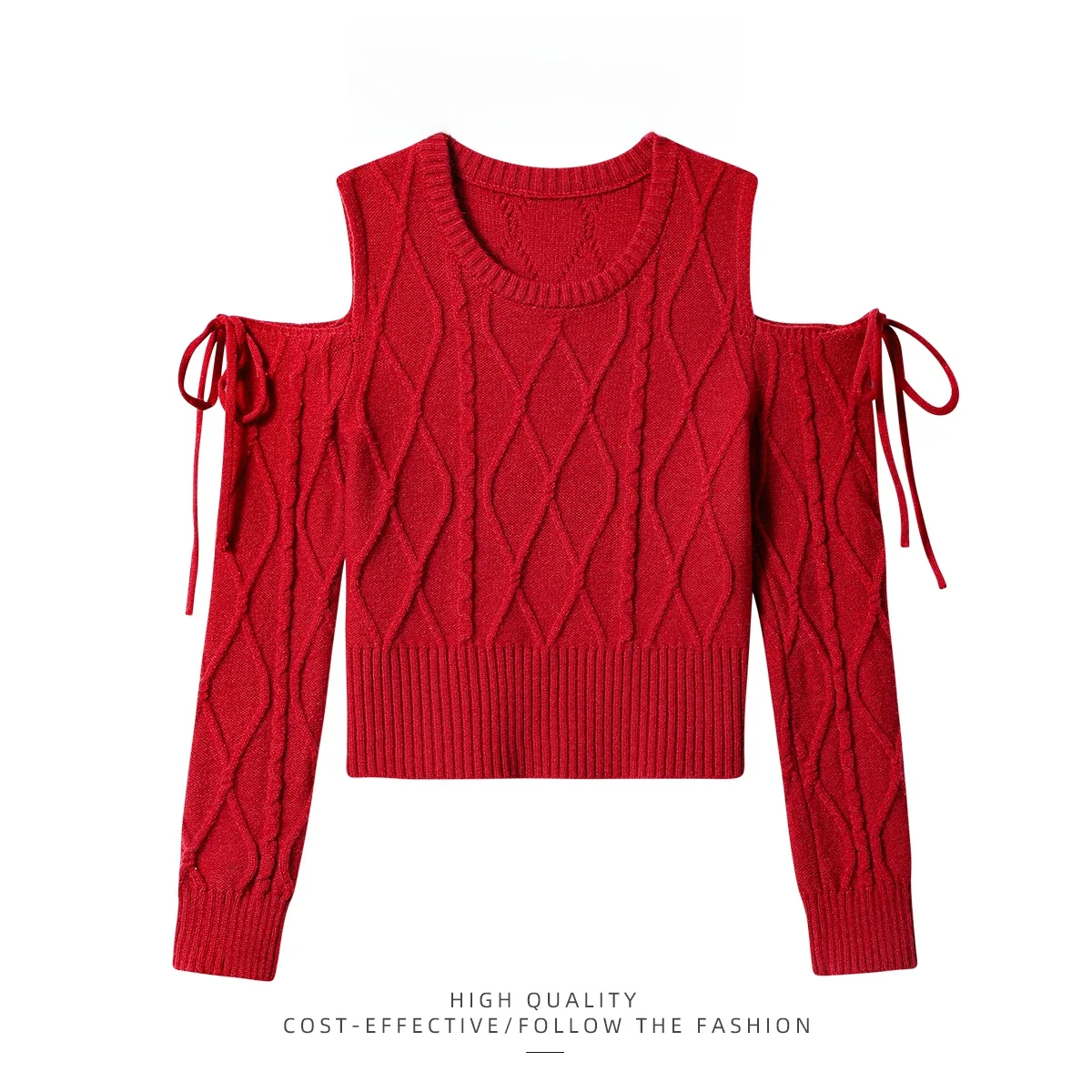 

Paixiang круглый вязаный свитер с полосками Ne oulder, женский осенне-зимний красный ретро ort Design Sense Top, спиральный твист-дизайн