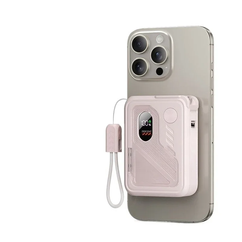 3C certification, power bank, with its own plug, three-in-one, suitable for Apple magnetic fast charging mobile power supply.
