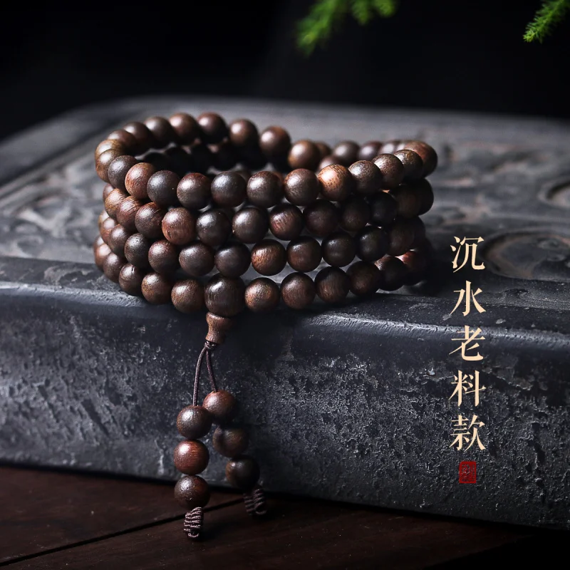 Wholesale Submerged Old Materials Eaglewood Buddha Beads Bracelet Crafts Premium Eaglewood Beads Bracelet Ornament Female Men