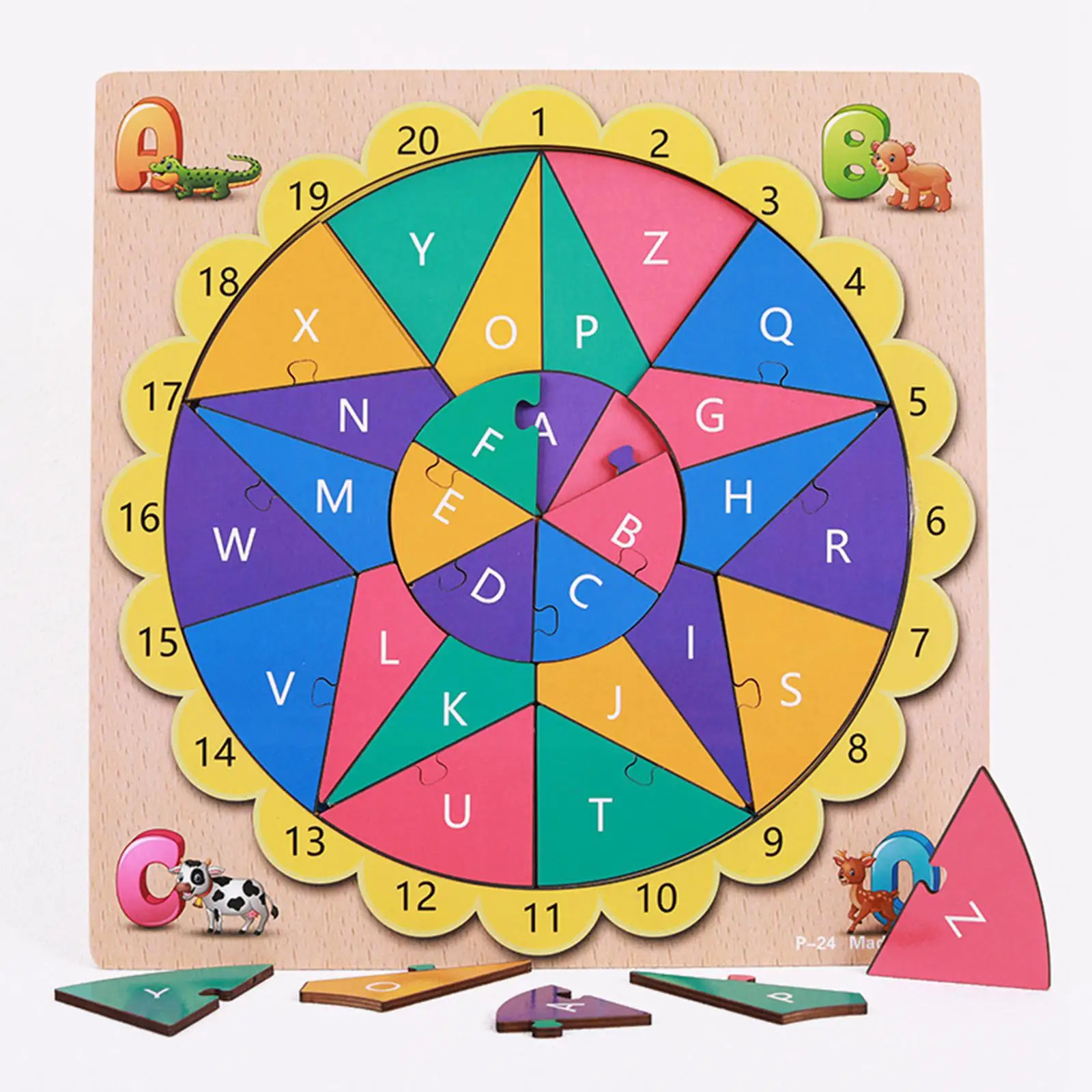 Wooden Alphabet Puzzles Shape Puzzle Number Learning Jigsaw Puzzles Letter Puzzles for Kids Boys Girls 4 5 6 7 8 Year Old Gifts