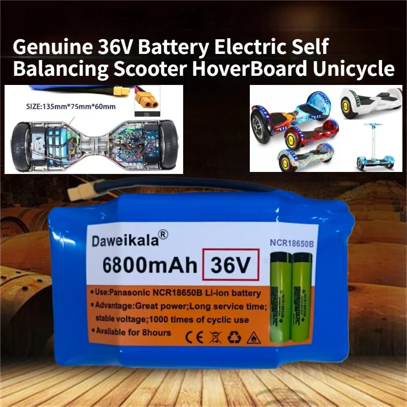 Batería genuina de 36V Pks 6.8Ah, batería recargable de iones de litio para scooter eléctrico, hoverboard, monociclo