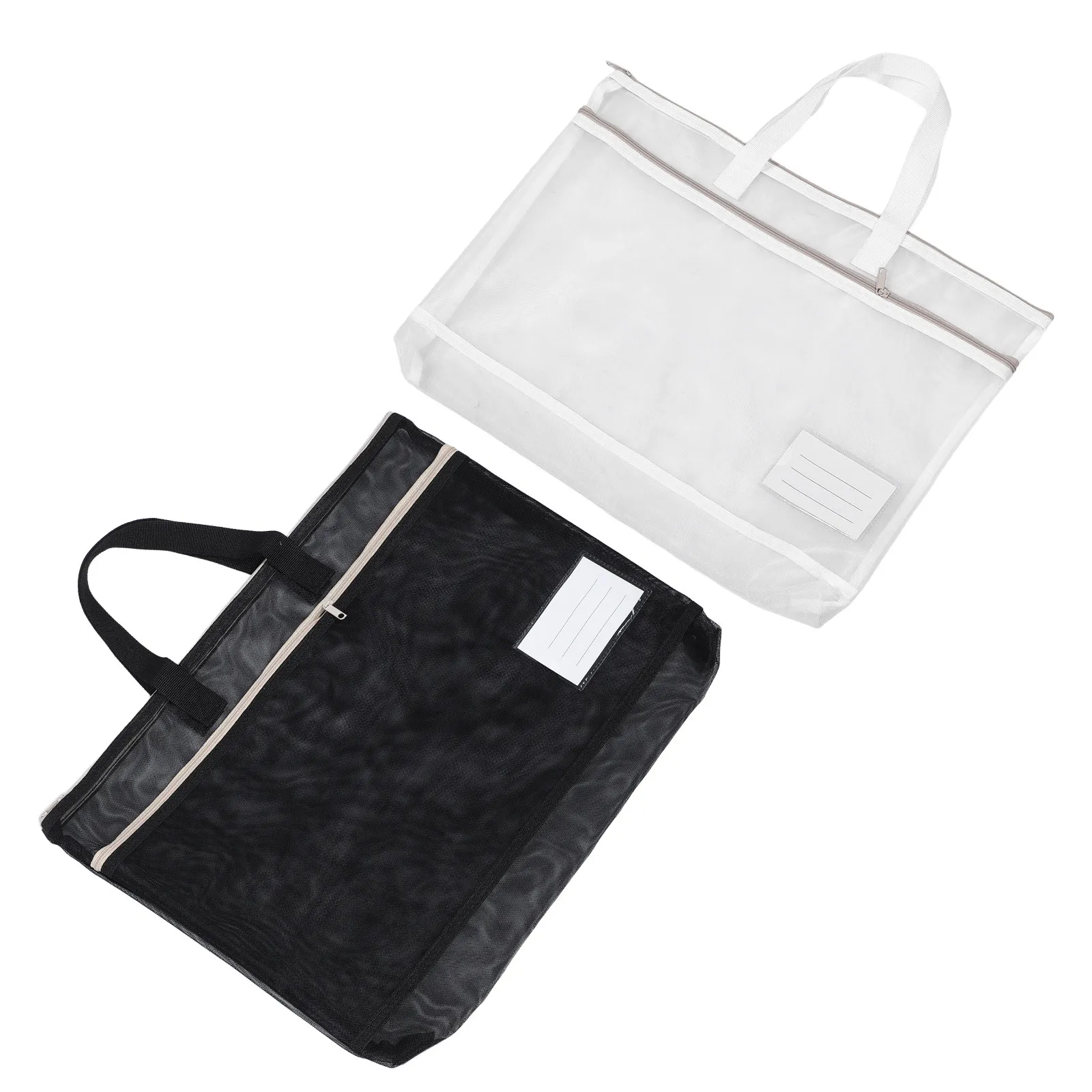 

2Pcs A3 Nylon Storage Bag Large Capacity Mesh Zipper Pouch with Ergonomic Handle for Art Folder Office Supplies Exhibition
