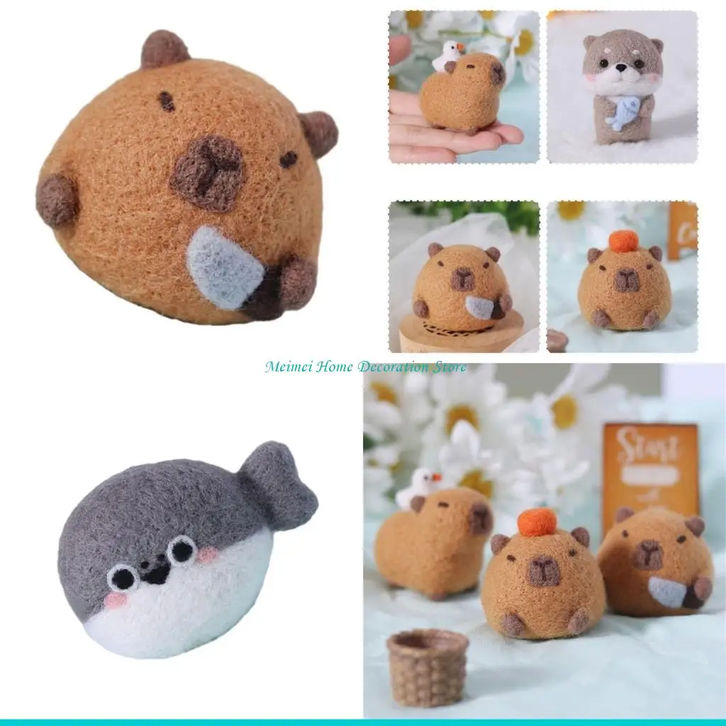 

H7BF Необработанный шерстяной фетр ручной работы, наборы материалов капибары «сделай сам» для начинающих