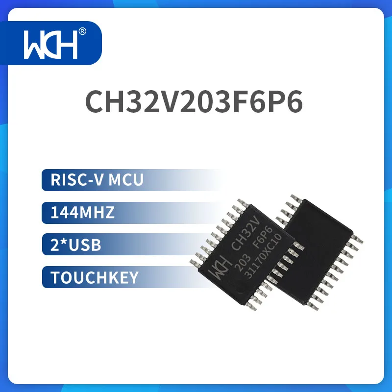 20Pcs/Lot CH32V203 RISC-V MCU 144MHz 2*USB touchkey CAN