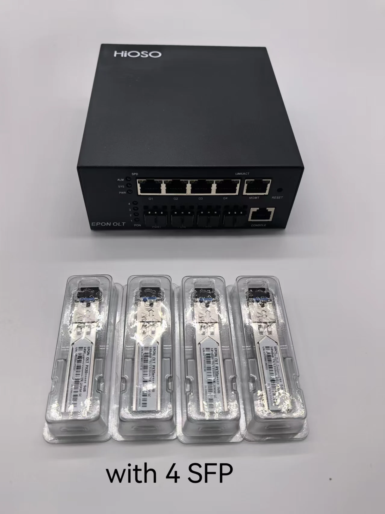 HIOSO EPON OLT 4pon MINI 4port OLT compatible WEB SNMP 4EPON Fiber Optic Equipment,with sfp,without sfp