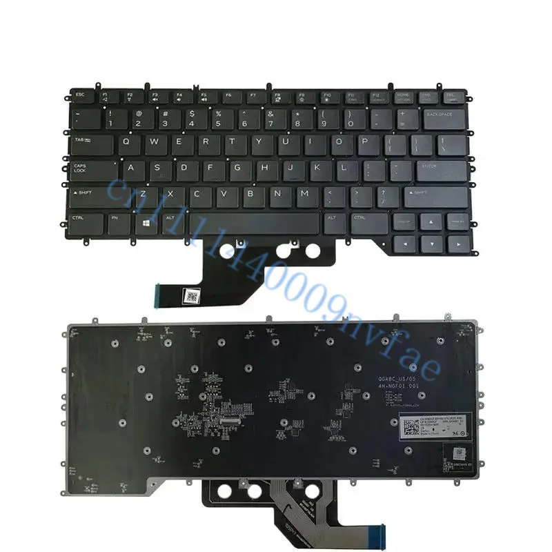 Black White Notebook Keyboard for Dell Alienware M15 R2 2019 Year Laptop Replacement US No Frame Backlight 0.3