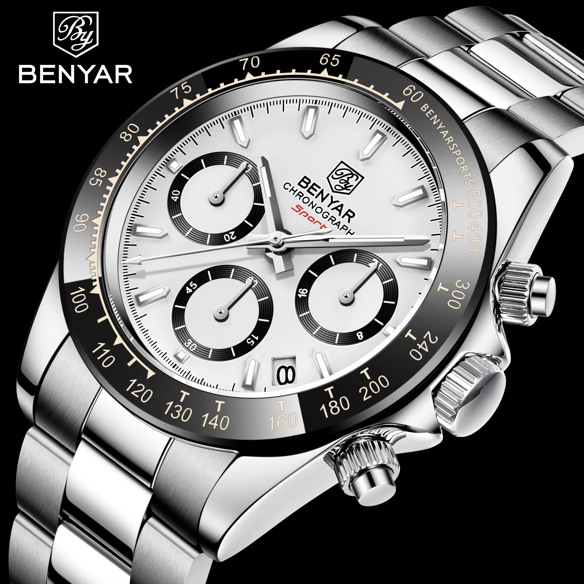 2022 BENYAR New Watches Men Luxury Brand Chronograph Male Sport Waterproof Clock Stainless Steel Men Quartz Watch Relojes Hombre