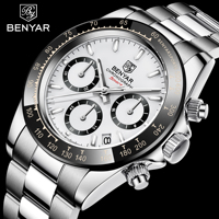 2022 BENYAR New Watches Men Luxury Brand Chronograph Male Sport Waterproof Clock Stainless Steel Men Quartz Watch Relojes Hombre