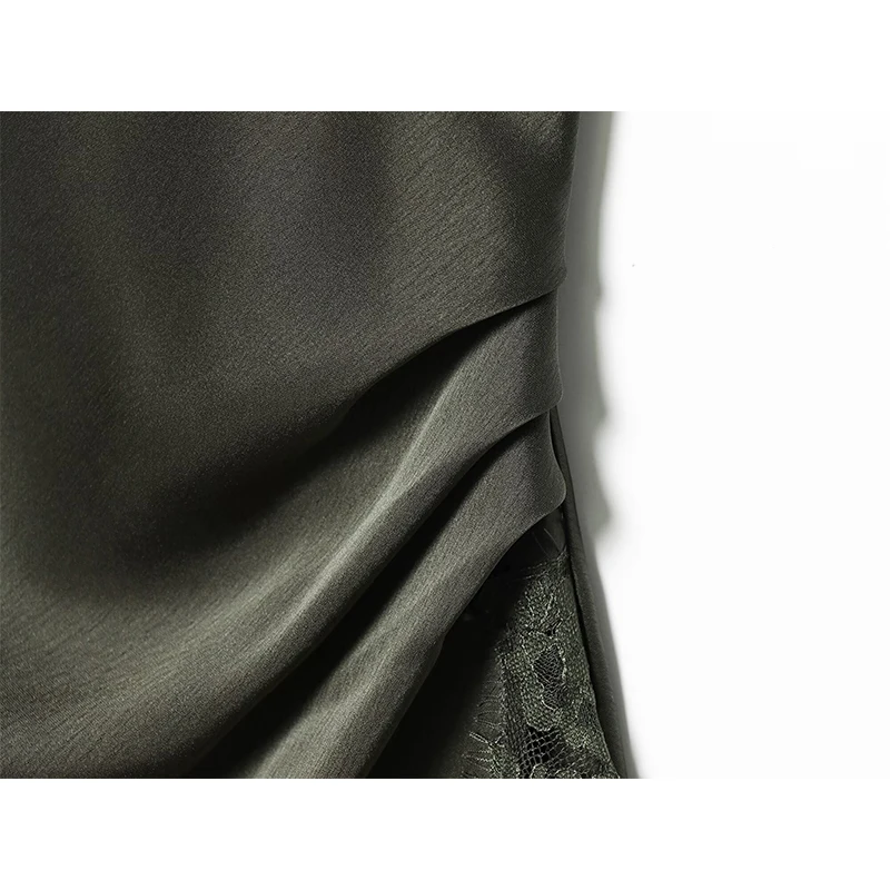 فستان YENKYE رومانسي مزين بالدانتيل باللون الأخضر للنساء أنيق أنيق بدون أكمام غير متماثل فستان مثير لربيع وصيف 2026 #5