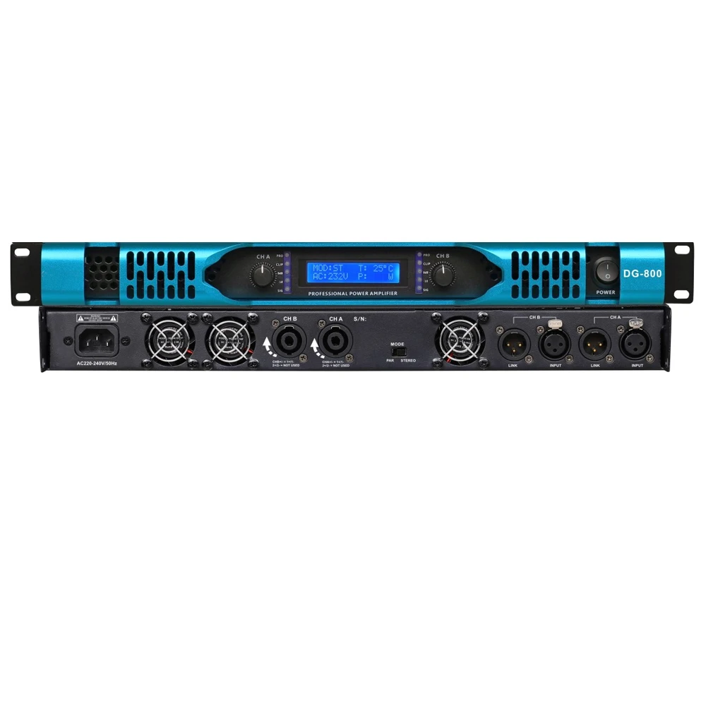 DG-800 Class D Digital Power Amplifier 800Watts 2 Channel Professional Audio Musical Equipment For DJ Show Powerful Speaker