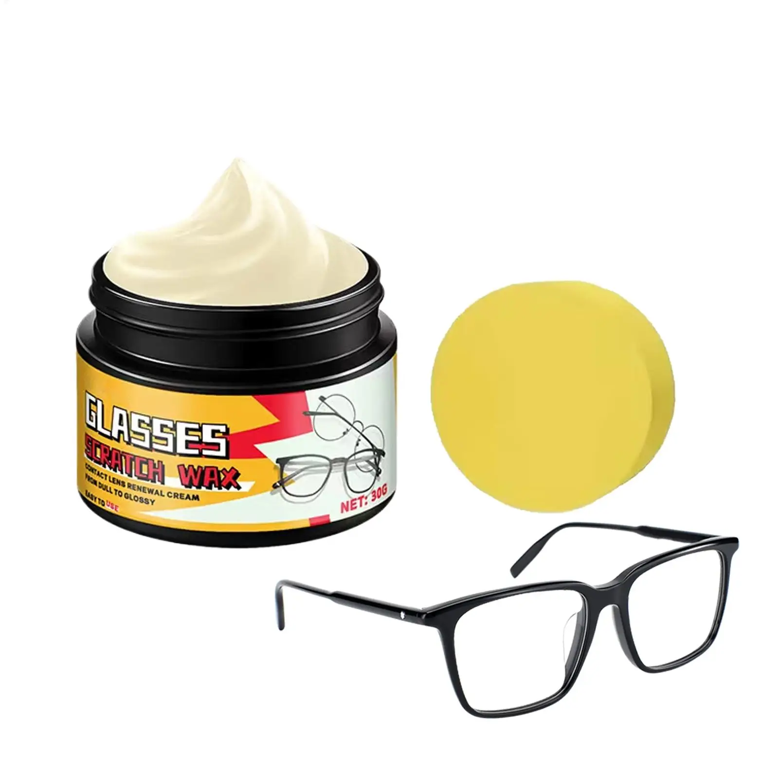 Scratch Remover for Eyeglasses 30g Cleaner Eraser Wax with Sponge Eye Glass Scratch Remover for Cleaning Car Fog Watch Screen