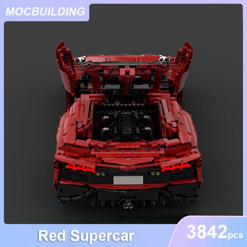 Red Supercar Model MOC Building Blocks DIY Assemble Bricks Educational Creative Transportation Collection Toys Gifts 3842PCS