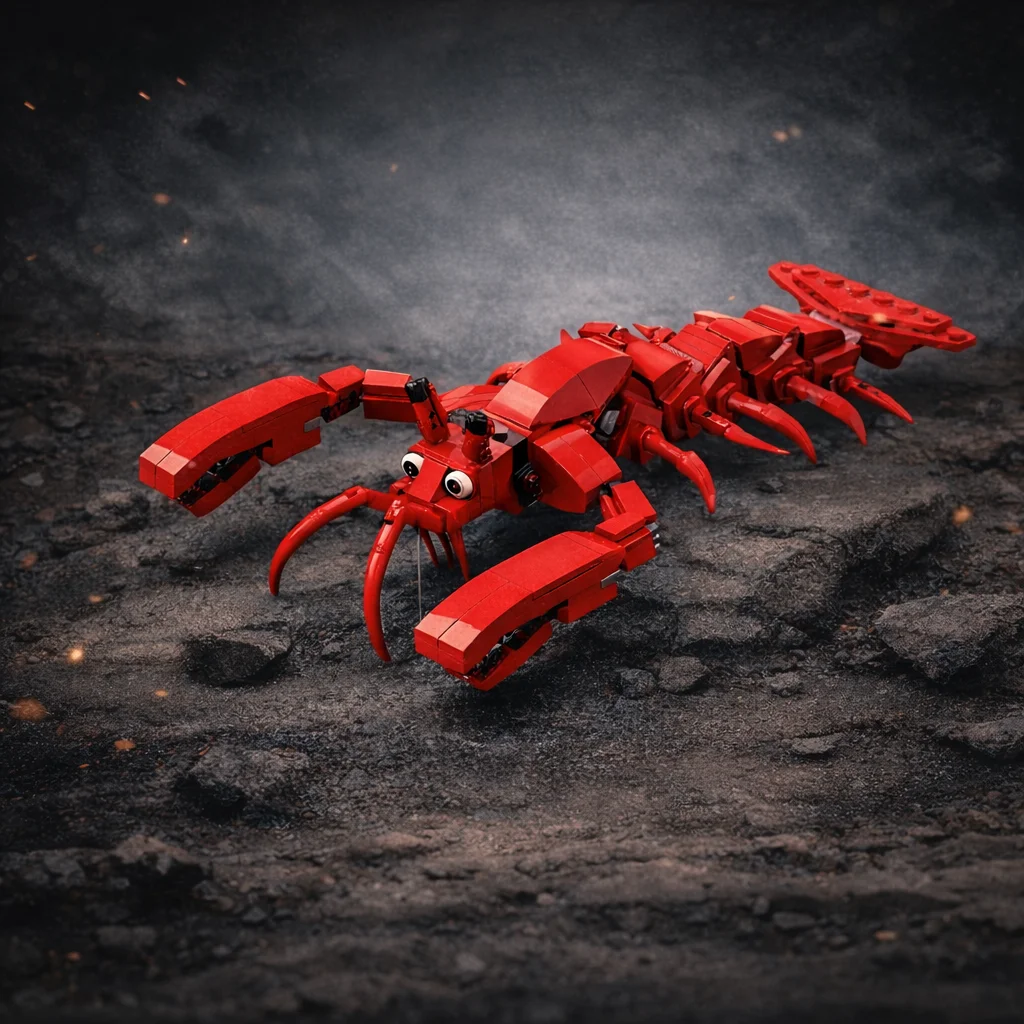 

Конструктор MOC «Красный лобстер»: Модель морского животного-ракообразного для самостоятельной сборки, игрушка из кирпичиков, модель морской обитателины, подарок для детей и взрослых