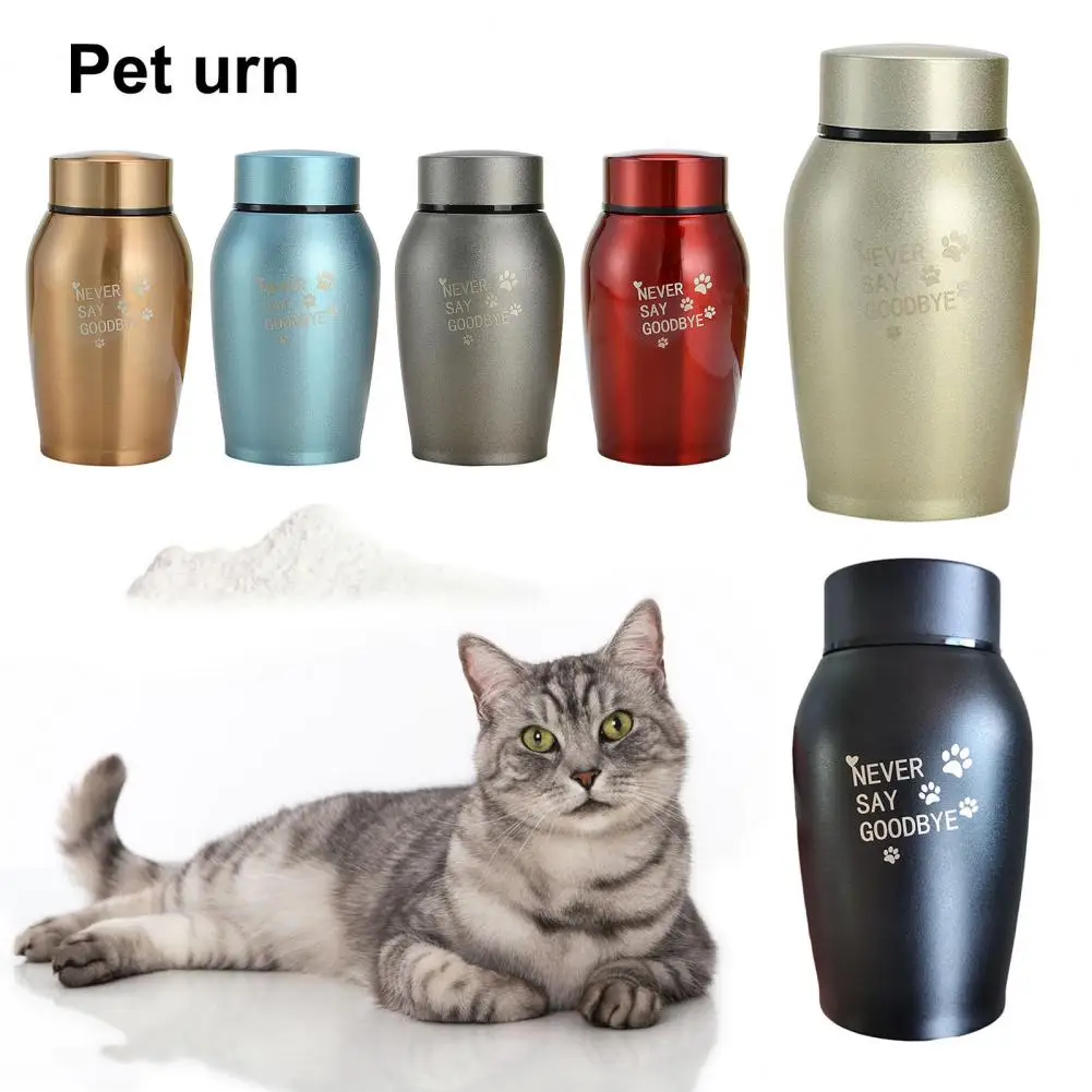 Pet Urn Pet Paw Print Stainless Steel Cremation Urn for Dogs Cats Keepsake Ash Urn Never Say Goodbye Pet Paw Print Small