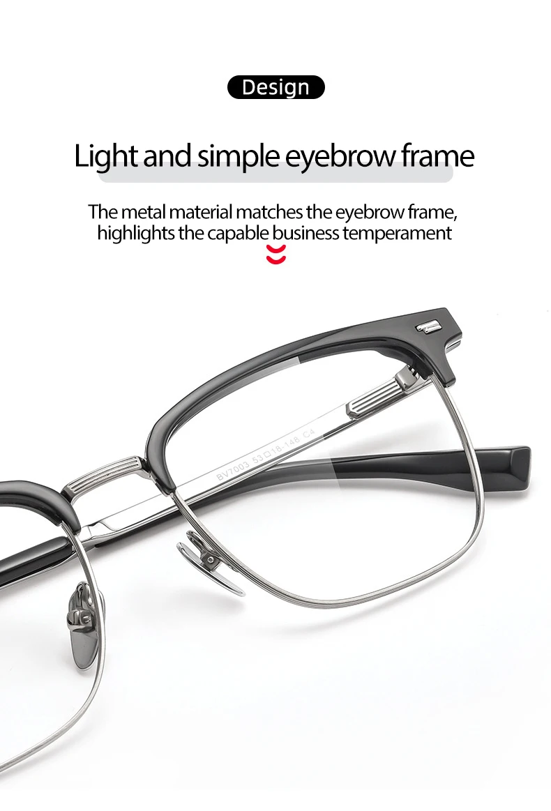Reines Titan Rahmen Gläser Vollrand Brillen Federscharniere Männer Stil Kurzsichtige Brille Neue Ankunft Gläser – Detail 6