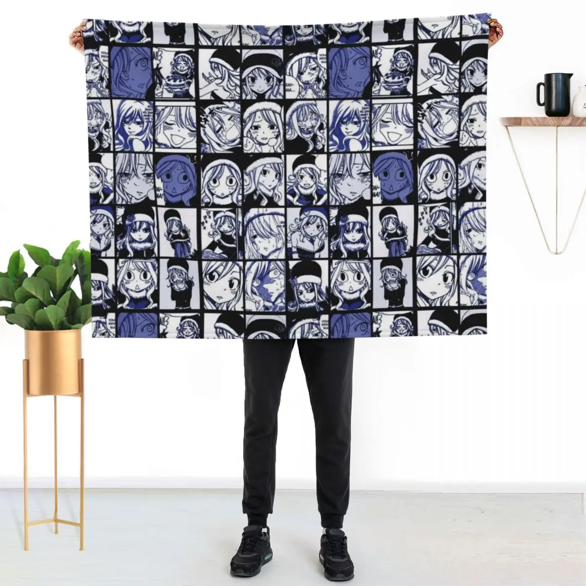 Juvia Lockser - FT manga panel collage Throw Blanket warm for winter Hair Bed Giant Sofa cosplay anime Soft Beds Blankets