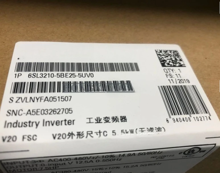 

Brand New Original 6SL3210-5BE25-5UV0 6SL32105BE255UV0 Fast Delivery