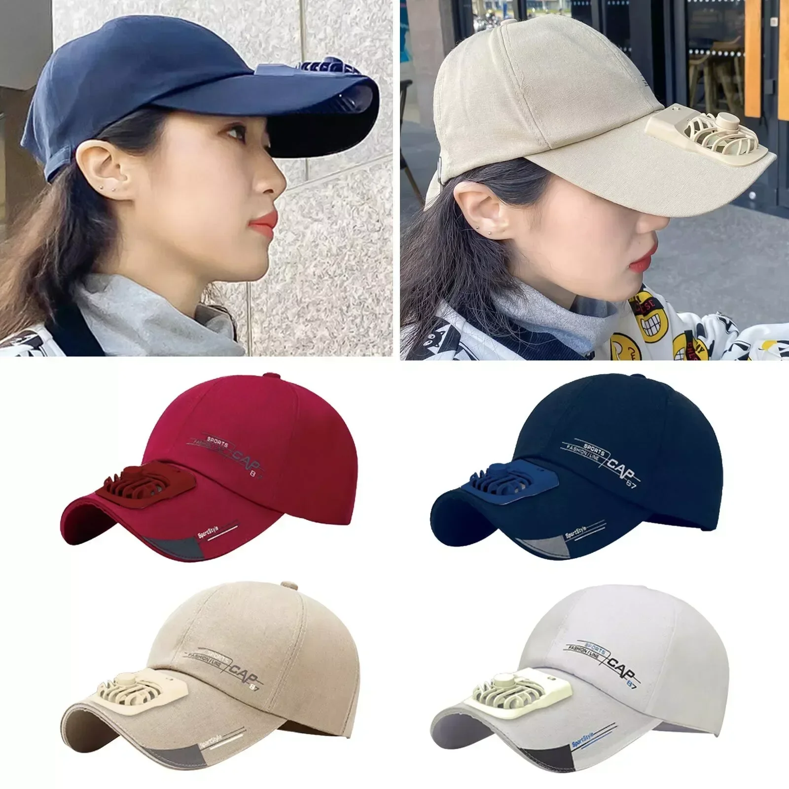 Cap with Fan Summer USB Charging Cooling Fan Baseball Cap Outdoor Golf Sunscreen 2 Speed Adjustable Peaked Hat Hiking Cap Amagi
