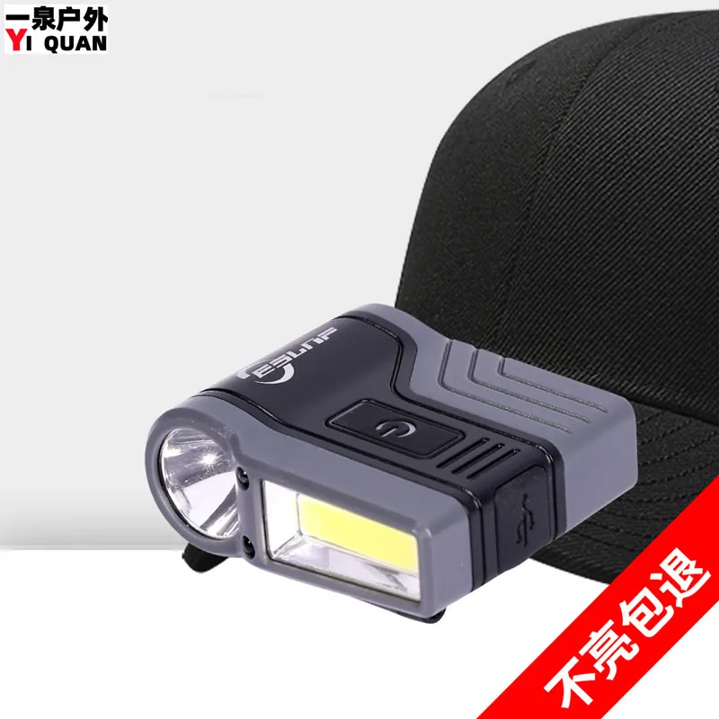 1PCS High Brightness Sensing Cob Pan Bald Light Hat Clip Light Outdoor Fishing LED Waterproof Ducktongue Hat Light